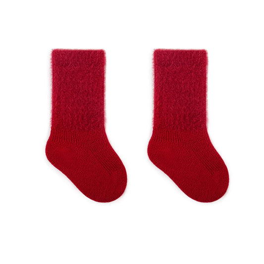 Warm Boneless Children’s Fleece-lined Socks for Autumn and Winter, Thickened and Festive Red-1