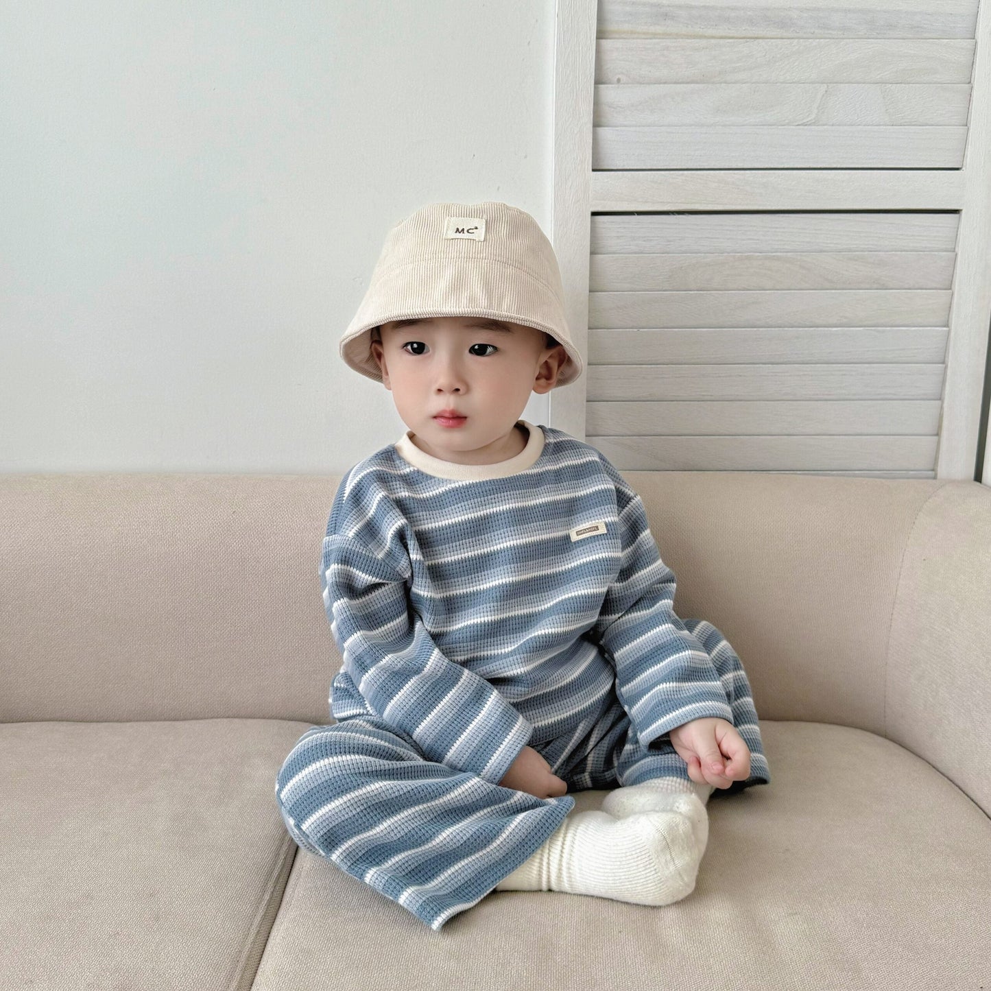 Spring and Autumn Baby Kids Striped Pattern Long Sleeves Top and Pants Clothing Set