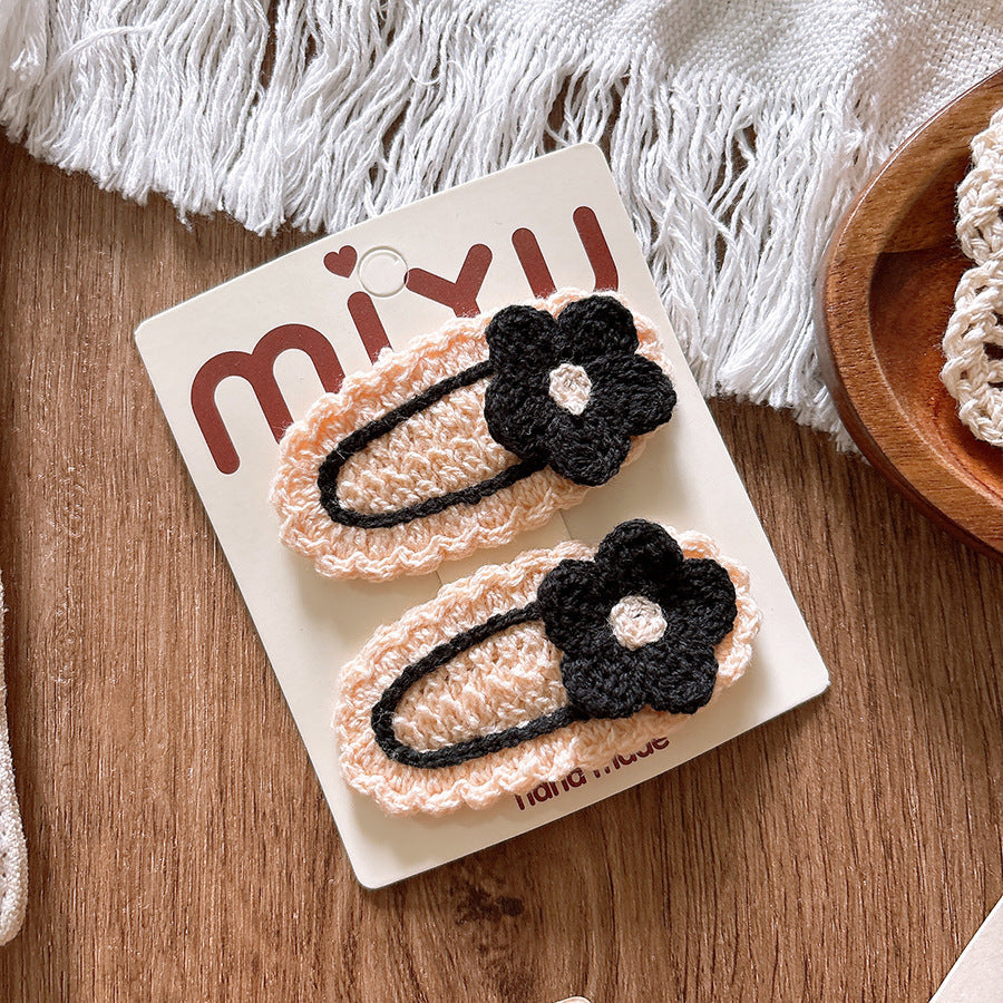 Collection of Versatile Knitted Flower Children’s Hair Clip for Baby’s Stray Hair-5