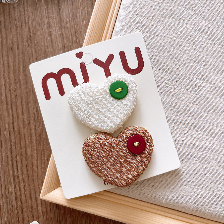 Collection of Versatile Sweet Candy-Colored Love Heart Fabric Hair Clips-6