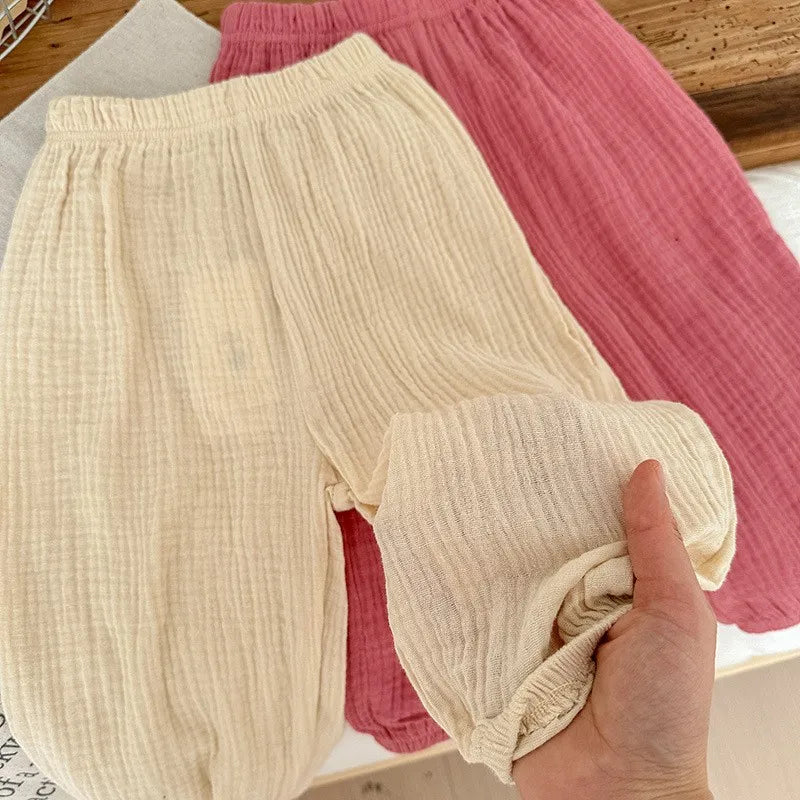 Solid Color Simple Children's Pants Summer Clothing Thin Loose Kids Anti-mosquito Pants Baby Girls Bloomers Casual Trousers