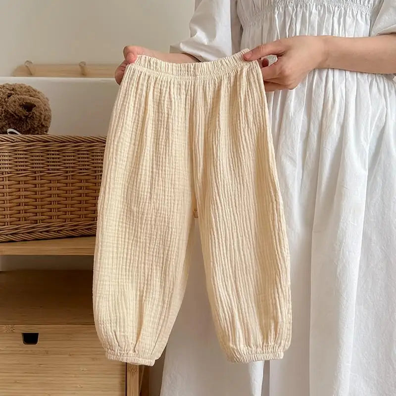 Solid Color Simple Children's Pants Summer Clothing Thin Loose Kids Anti-mosquito Pants Baby Girls Bloomers Casual Trousers