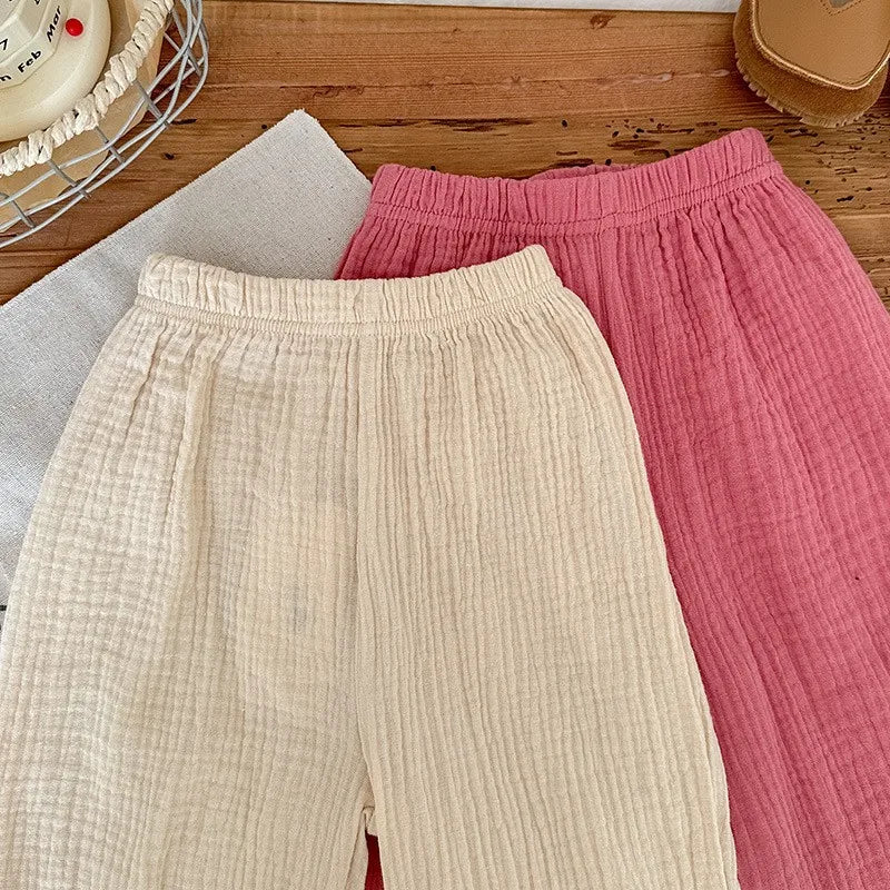 Solid Color Simple Children's Pants Summer Clothing Thin Loose Kids Anti-mosquito Pants Baby Girls Bloomers Casual Trousers
