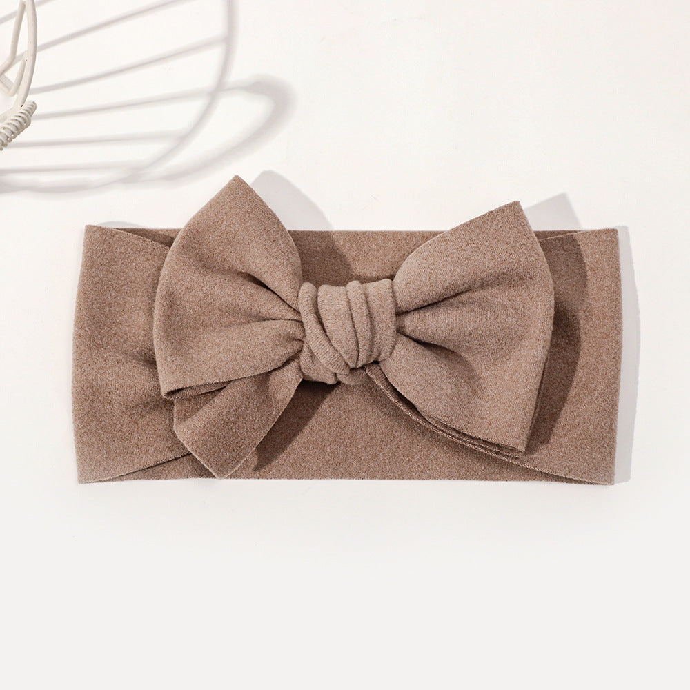 Elastic Baby Hairband with Solid Color Bow-1