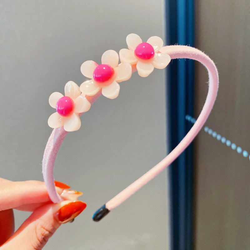 Girls 3D Flower & Heart Patched Design Simply Style Headband-14