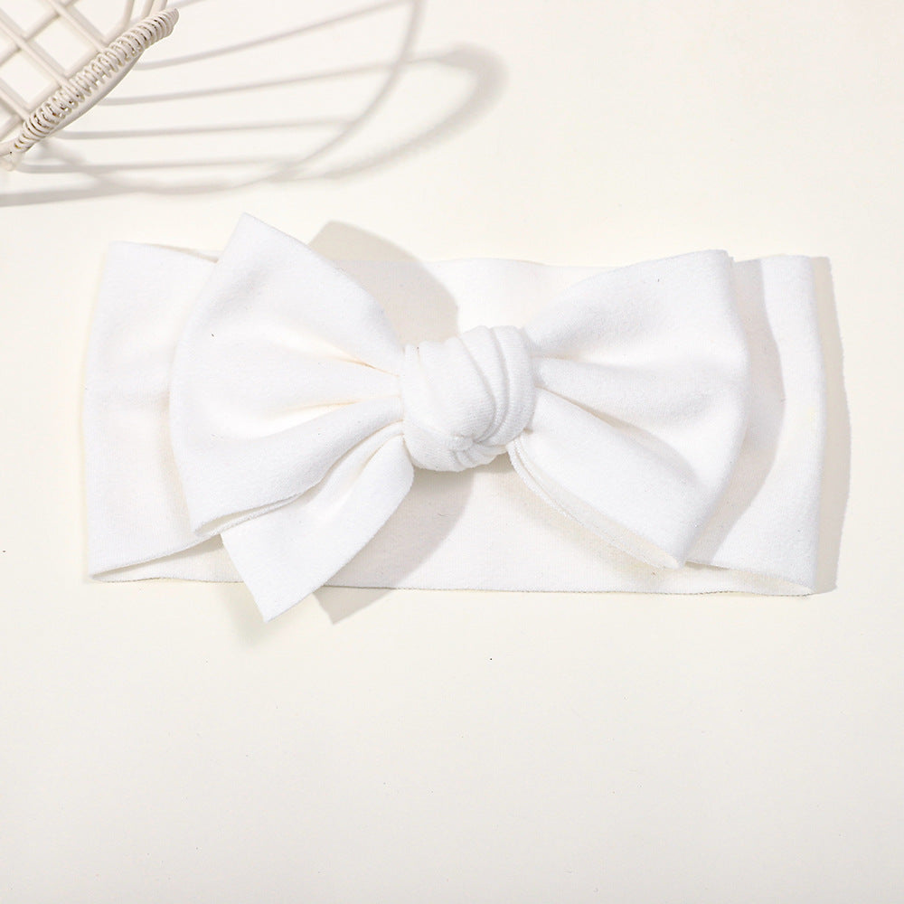 Elastic Baby Hairband with Solid Color Bow-4
