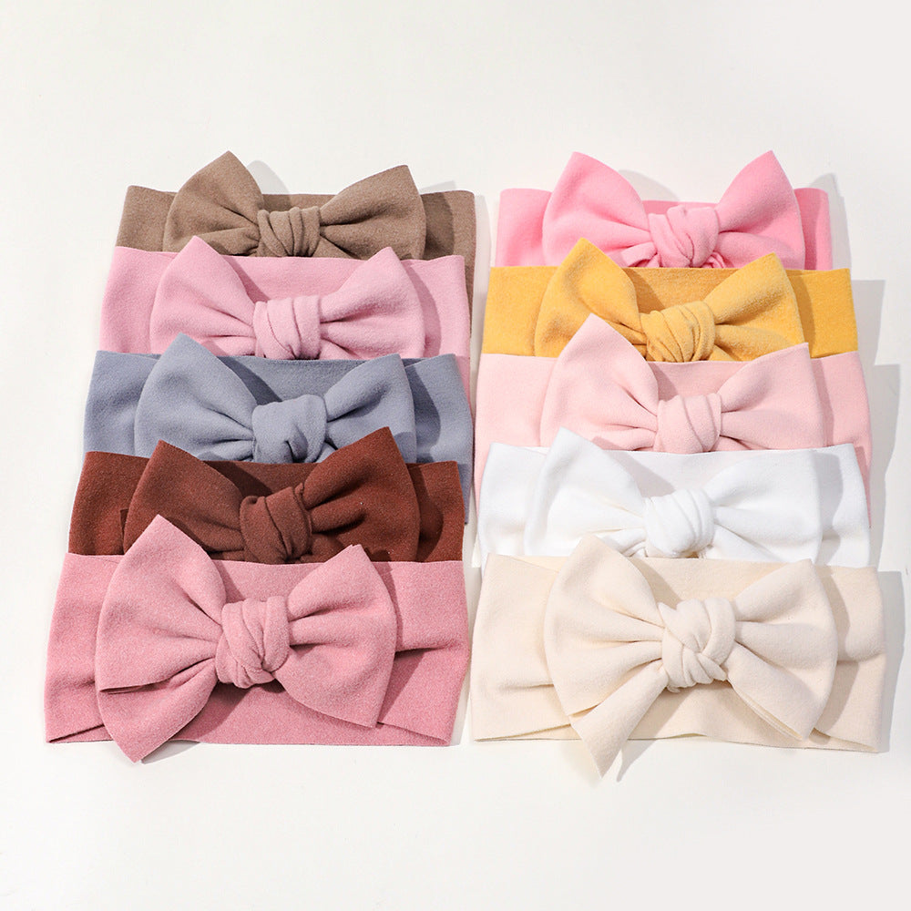 Elastic Baby Hairband with Solid Color Bow-0