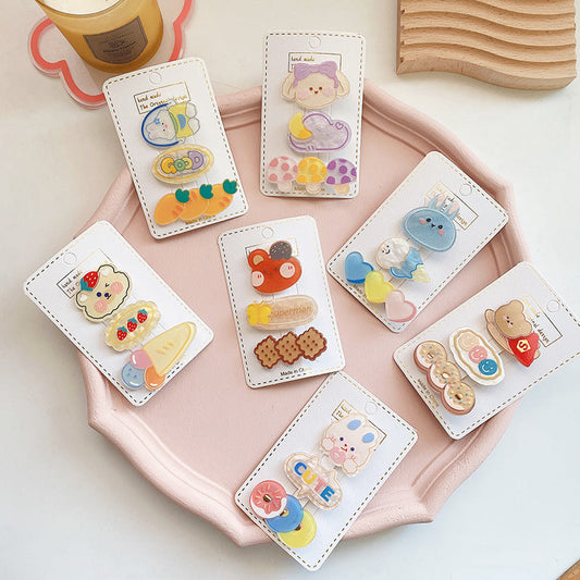 Children’s Cute Acrylic Small Animal Girl Heart Side Hairpin Hair Clips-0