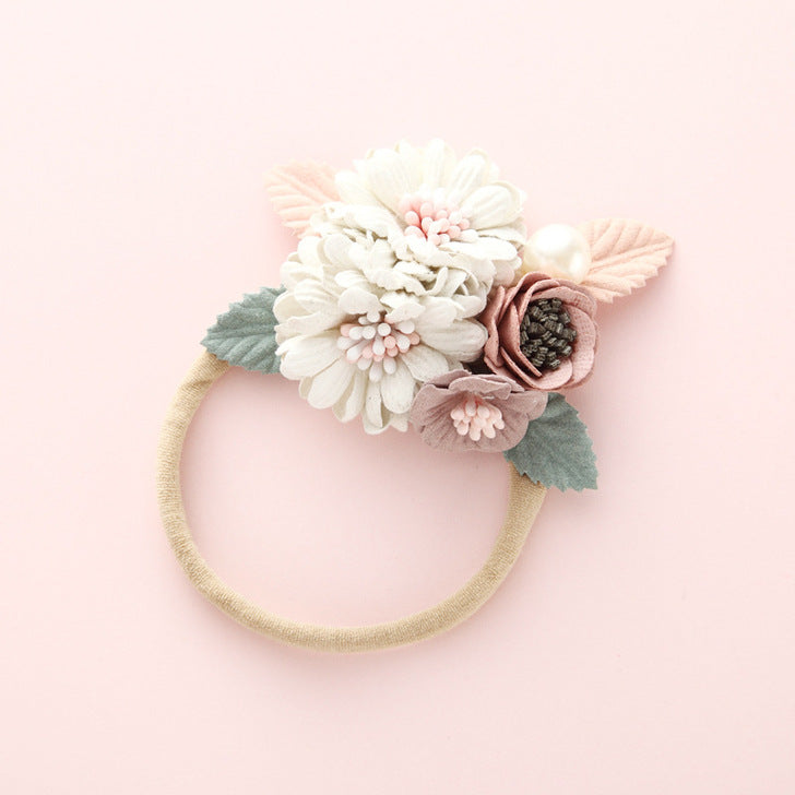 Baby Floral Decoration Design Elastic Hair Rope 2 pcs.-1
