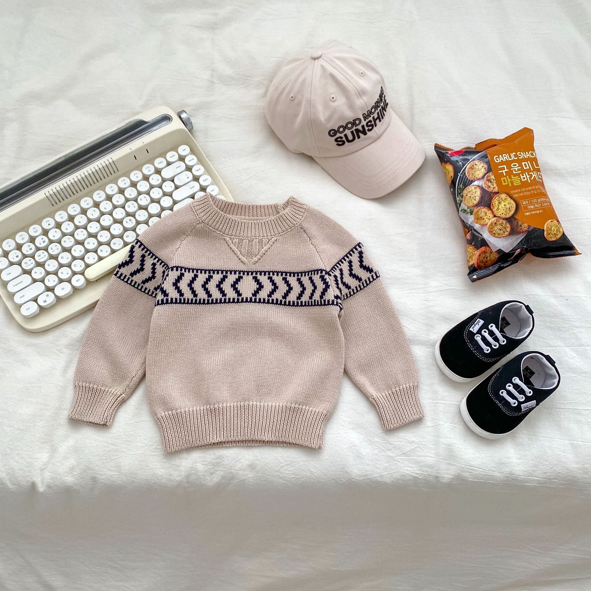 Arrival Autumn Baby Kids Boys Long Sleeves Casual Knitted Top Pullover and Denim Jeans – Clothing Set-1