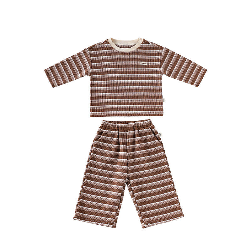 Spring and Autumn Baby Kids Striped Pattern Long Sleeves Top and Pants Clothing Set