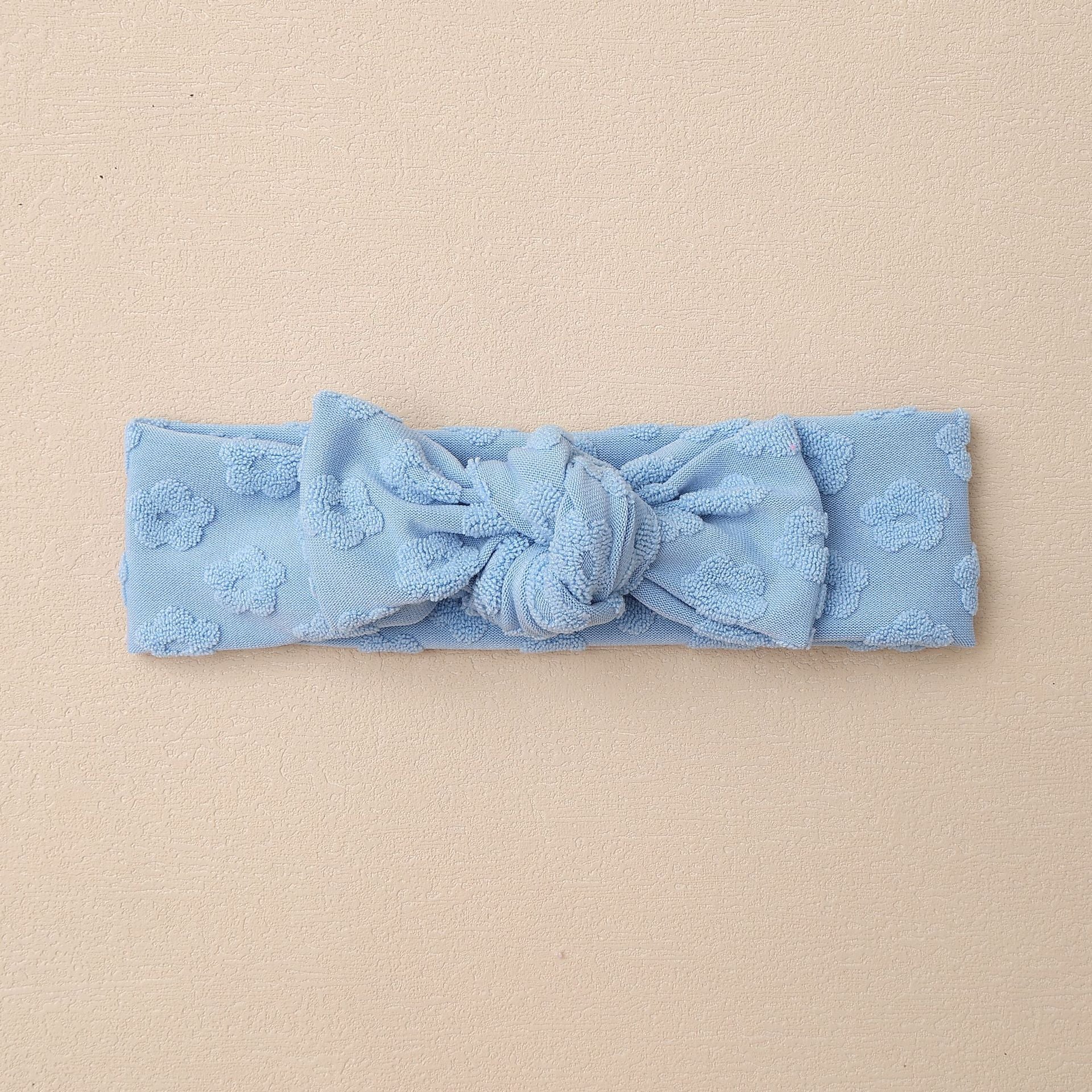 Elastic Baby Headband with Bow and Embroidered Flowers-2