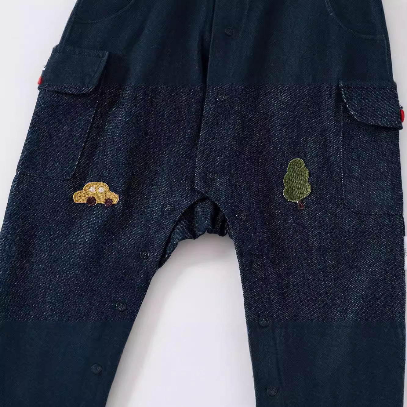 Autumn and Spring Arrival Baby Casual Embroidered Pattern Denim Rompers