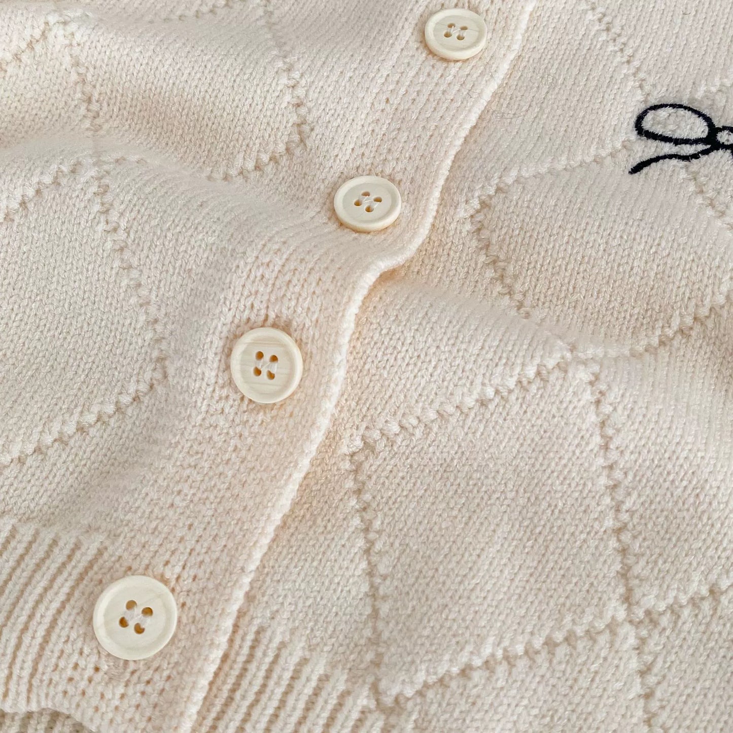 Spring and Autumn Kids Girls Argyle Pattern Long Sleeves Cardigan and Pants Clothing Set-2