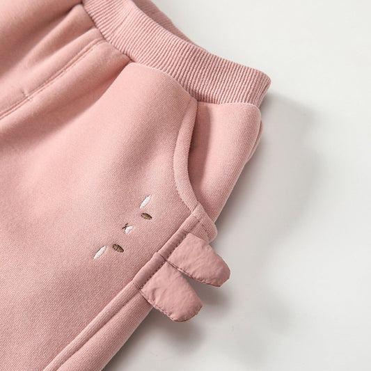 Winter and Autumn Arrival Casual Baby Kids Girls Cartoon Pattern Fleece-lined Pants