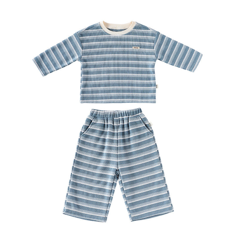 Spring and Autumn Baby Kids Striped Pattern Long Sleeves Top and Pants Clothing Set