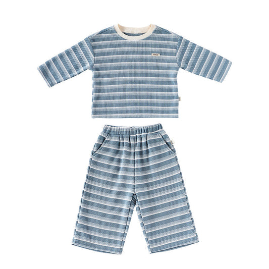 Spring and Autumn Baby Kids Striped Pattern Long Sleeves Top and Pants Clothing Set