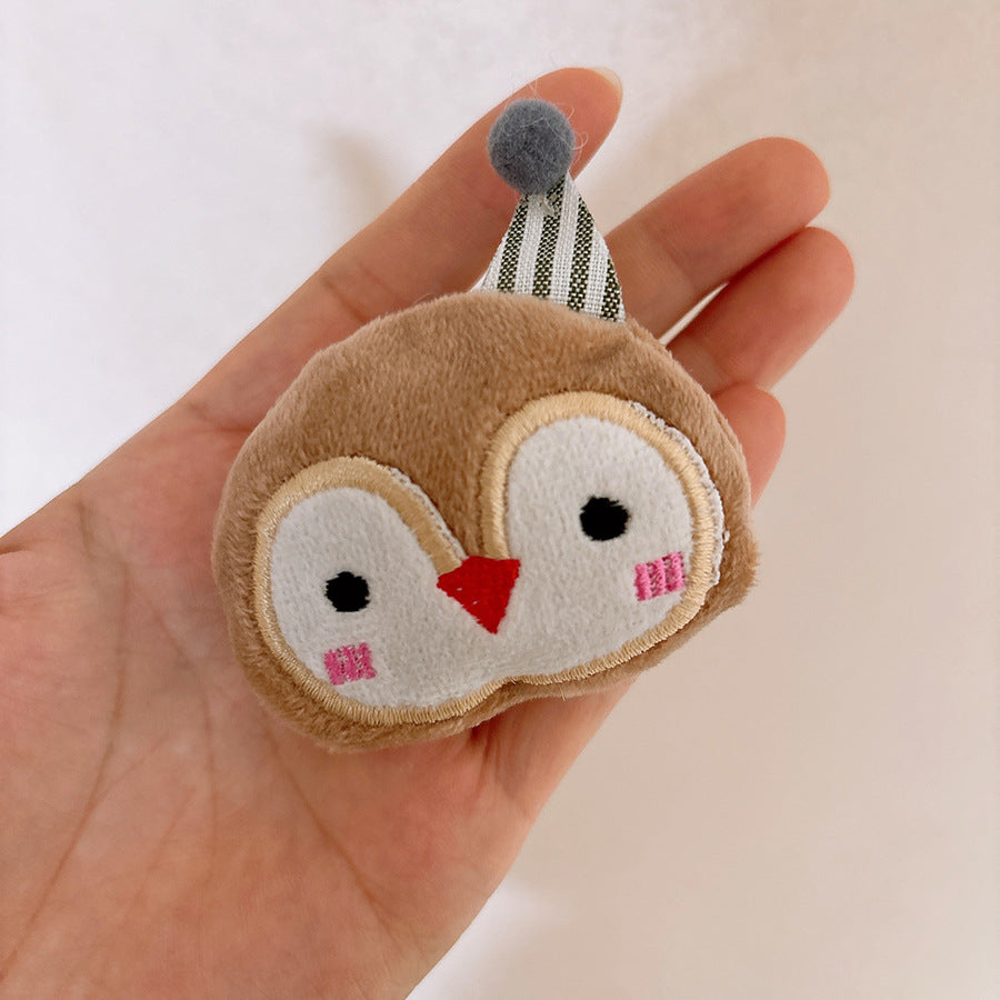 Versatile Cute Cartoon Plush Children's Hair Clip with 3D Cotton Filling-1