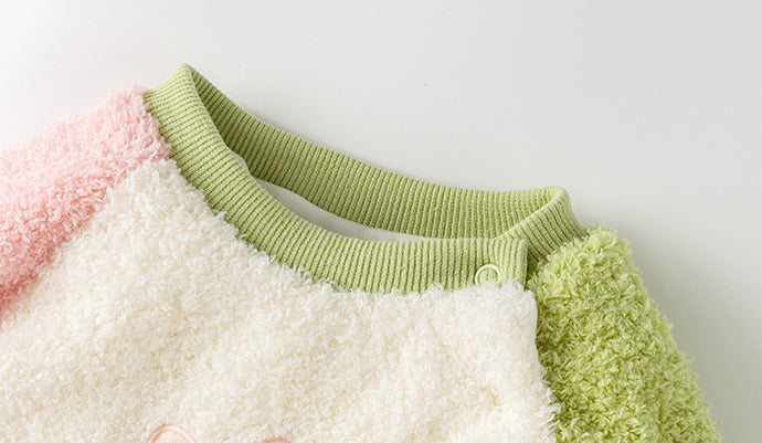 Winter Baby Girl Rabbit Cartoon Thick Home Clothes Romper