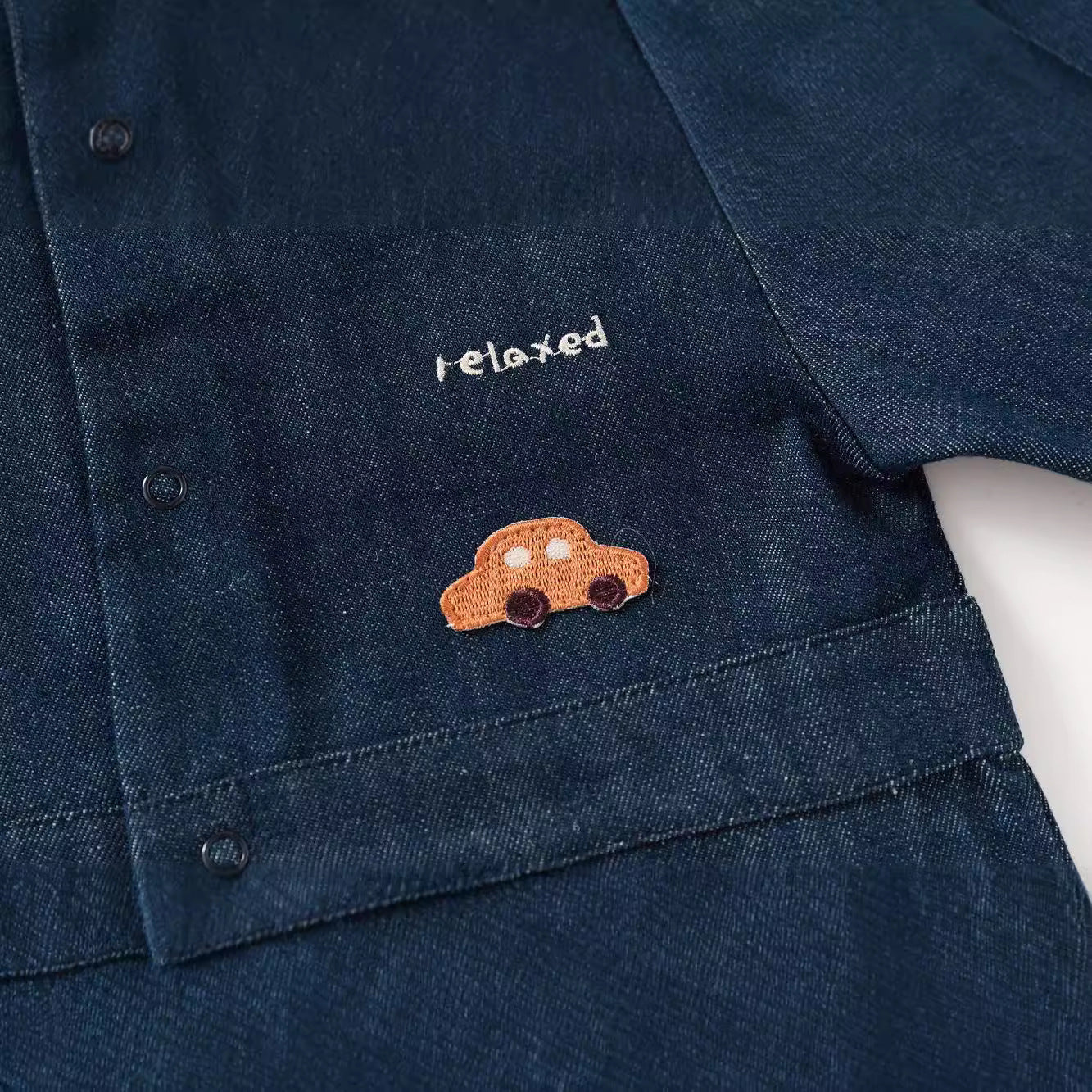 Autumn and Spring Arrival Baby Casual Embroidered Pattern Denim Rompers