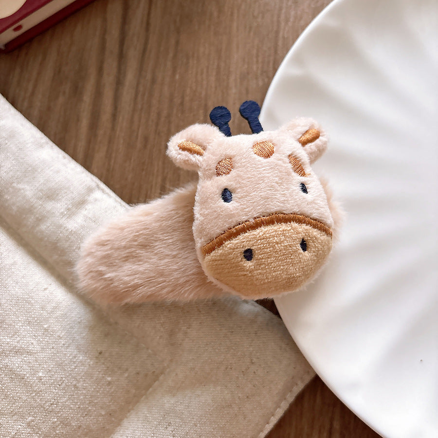 Versatile Cute Cartoon Plush Children's Hair Clip with 3D Cotton Filling-2