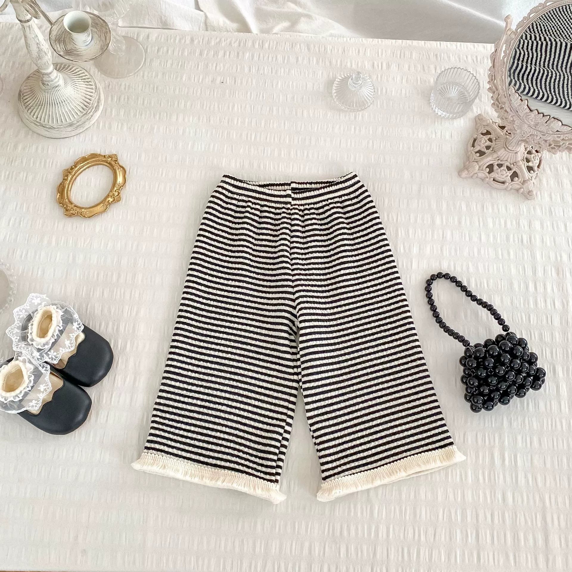 Spring and Autumn Kids Girls Argyle Pattern Long Sleeves Cardigan and Pants Clothing Set-3