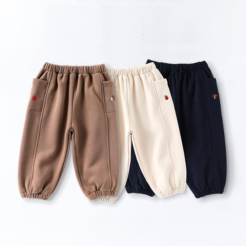 Autumn Arrival Casual Baby Kids Simple Embroidered Pattern Pants