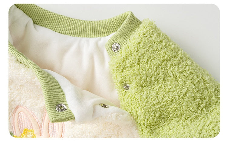 Winter Baby Girl Rabbit Cartoon Thick Home Clothes Romper