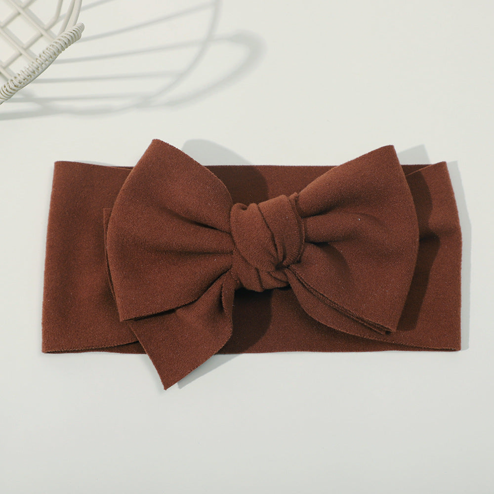 Elastic Baby Hairband with Solid Color Bow-3