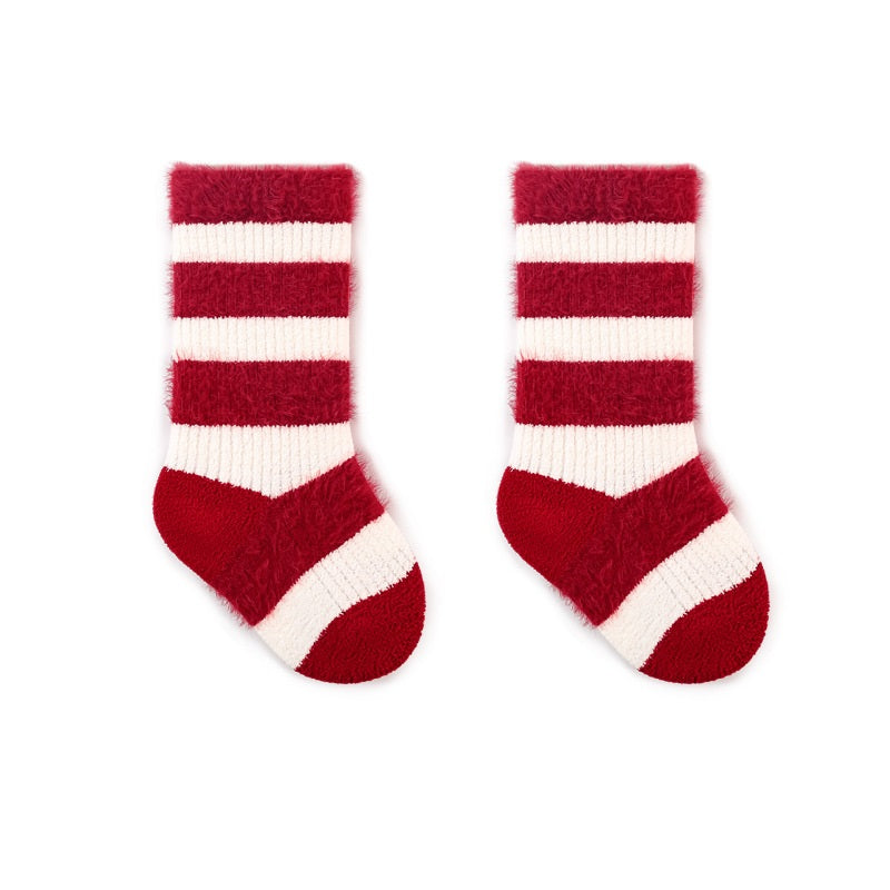 Warm Boneless Children’s Fleece-lined Socks for Autumn and Winter, Thickened and Festive Red-3