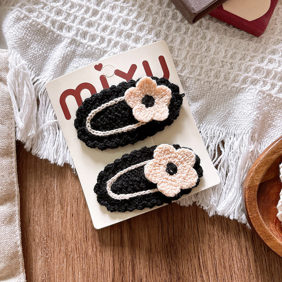 Collection of Versatile Knitted Flower Children’s Hair Clip for Baby’s Stray Hair-4