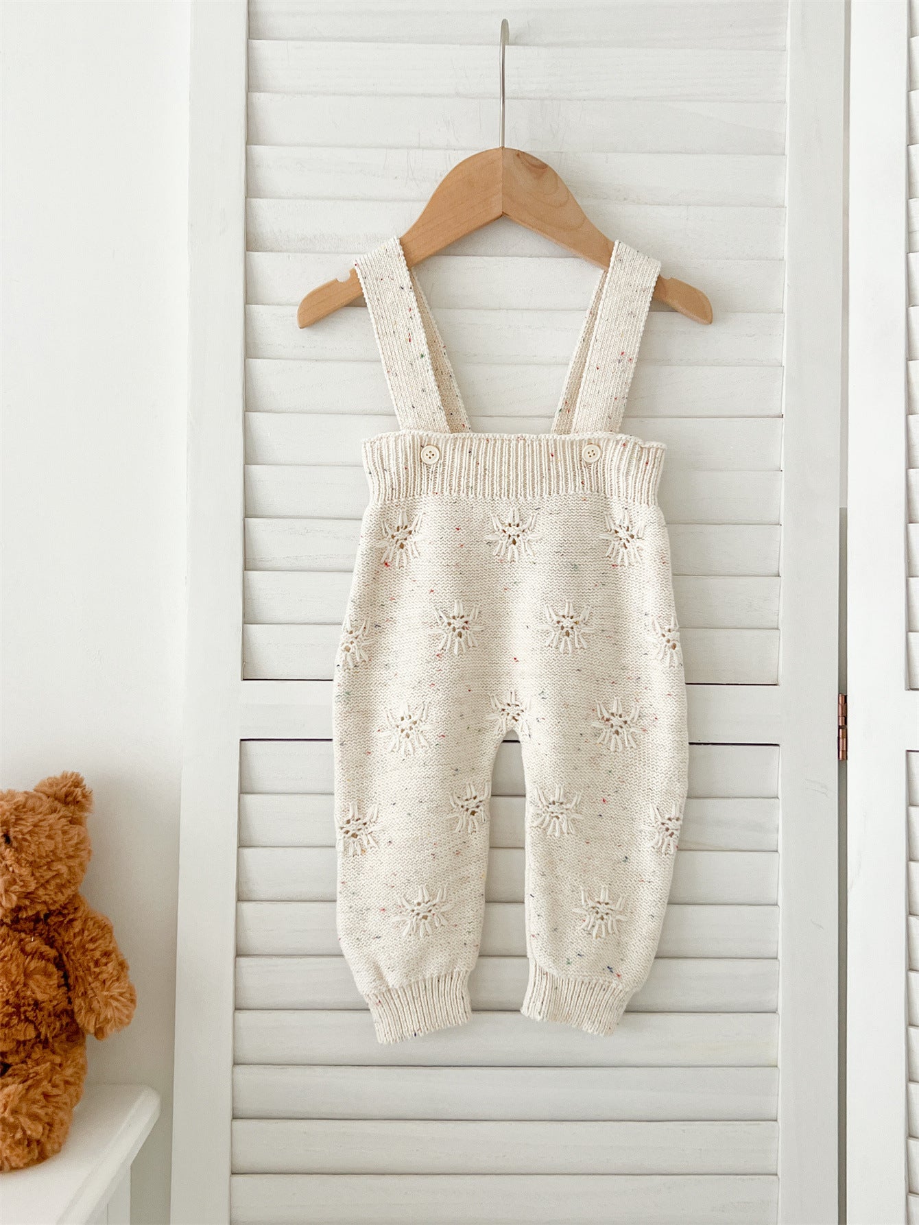 Arrival Autumn Baby Long Sleeves Solid Color Knitted Cardigan and Sleeveless Strap Rompers – Clothing Set-4