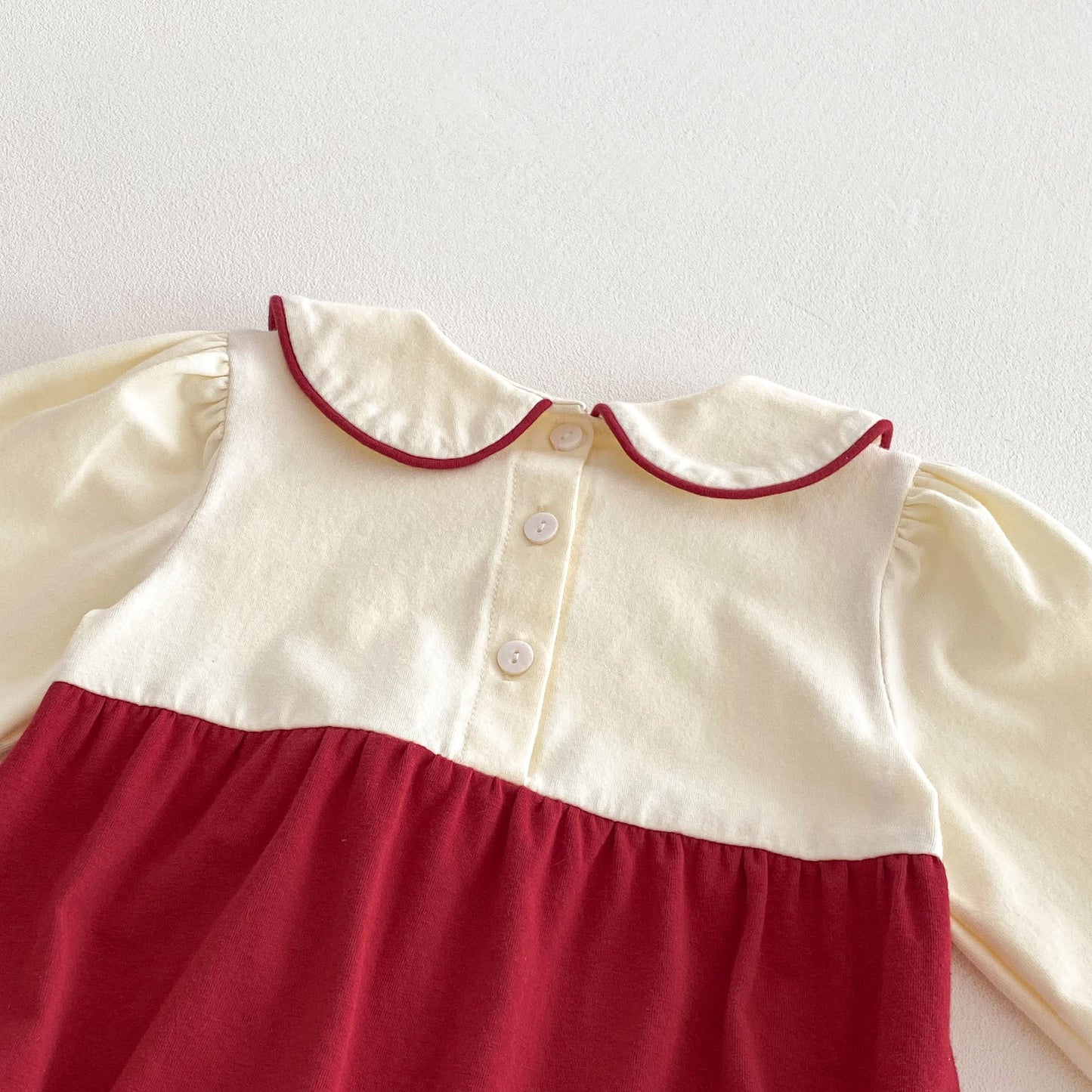 Spring Arrival Baby Girls Cute Color Patchwork Long Sleeves Peter Pan Collar Onesies