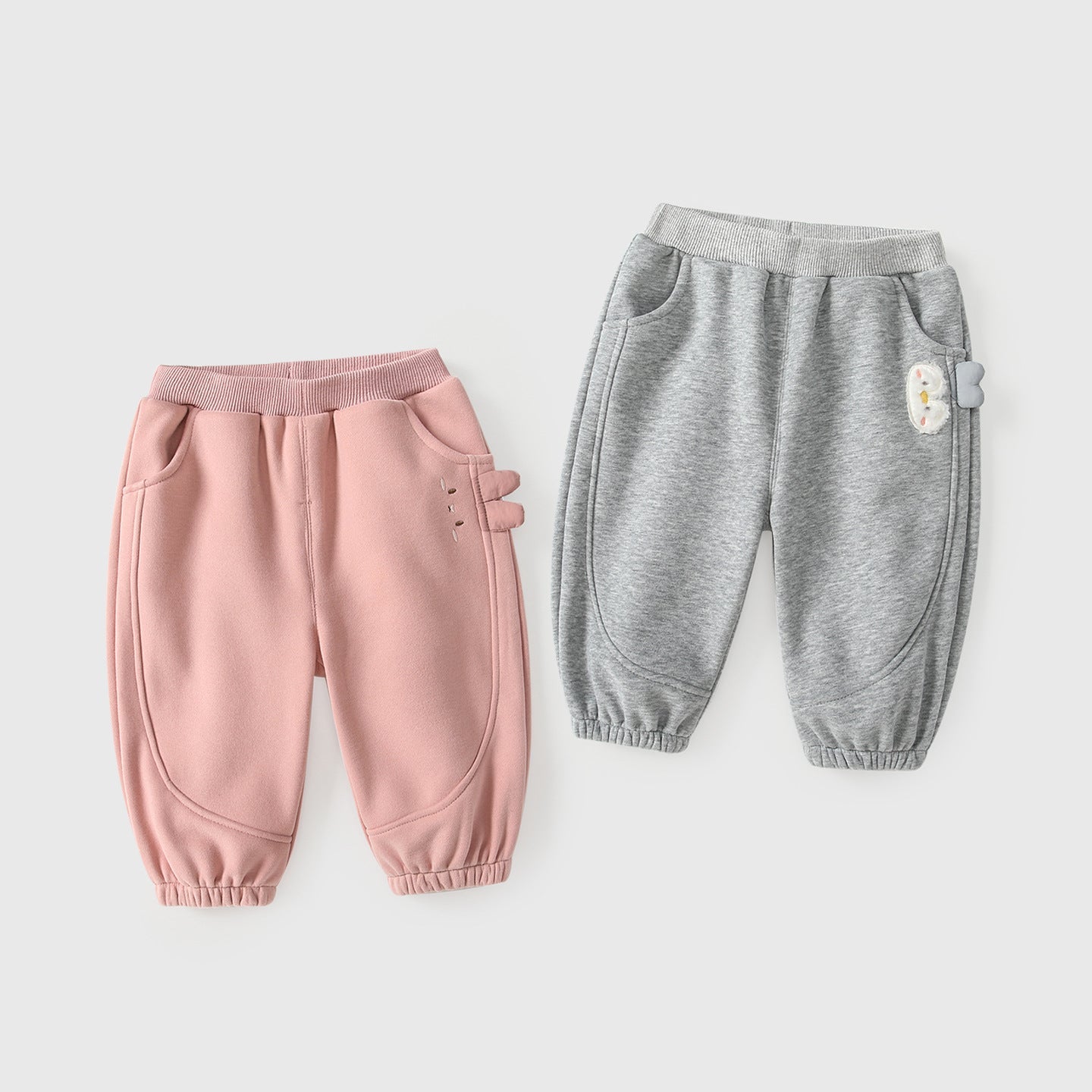 Winter and Autumn Arrival Casual Baby Kids Girls Cartoon Pattern Fleece-lined Pants