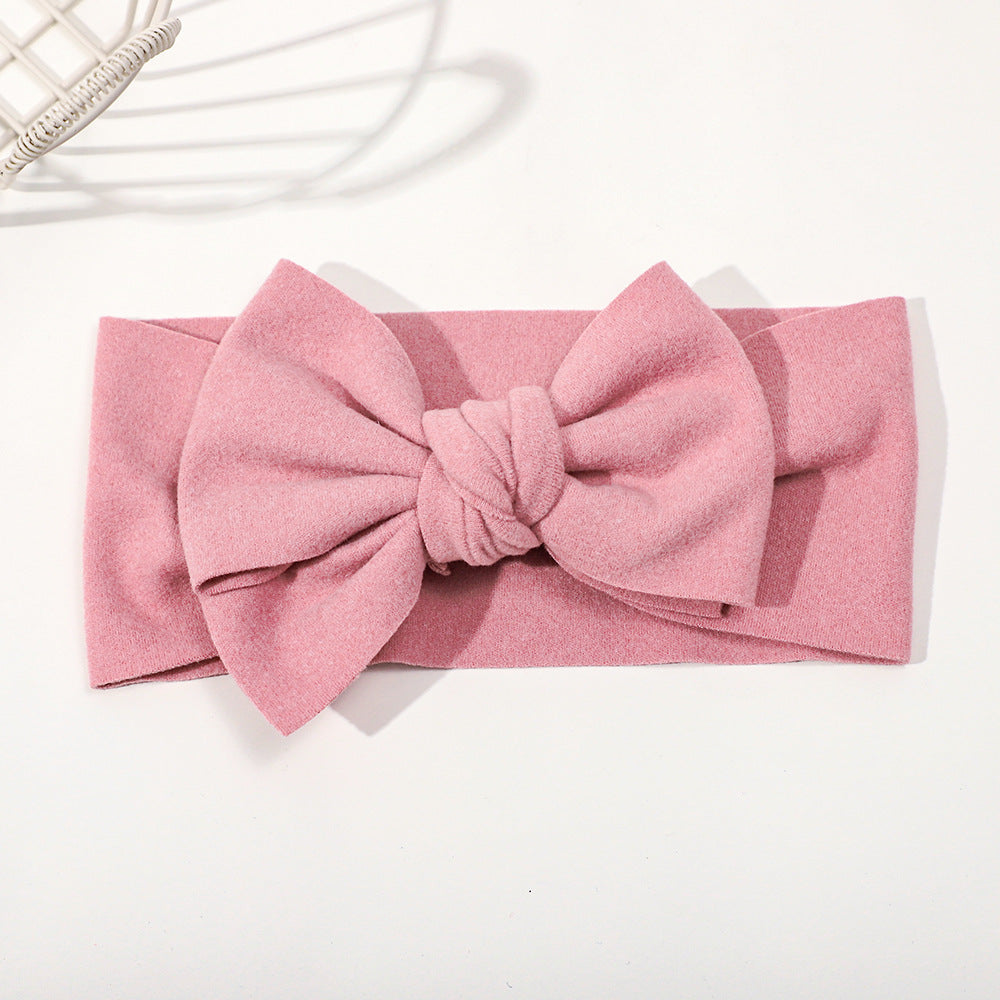 Elastic Baby Hairband with Solid Color Bow-8