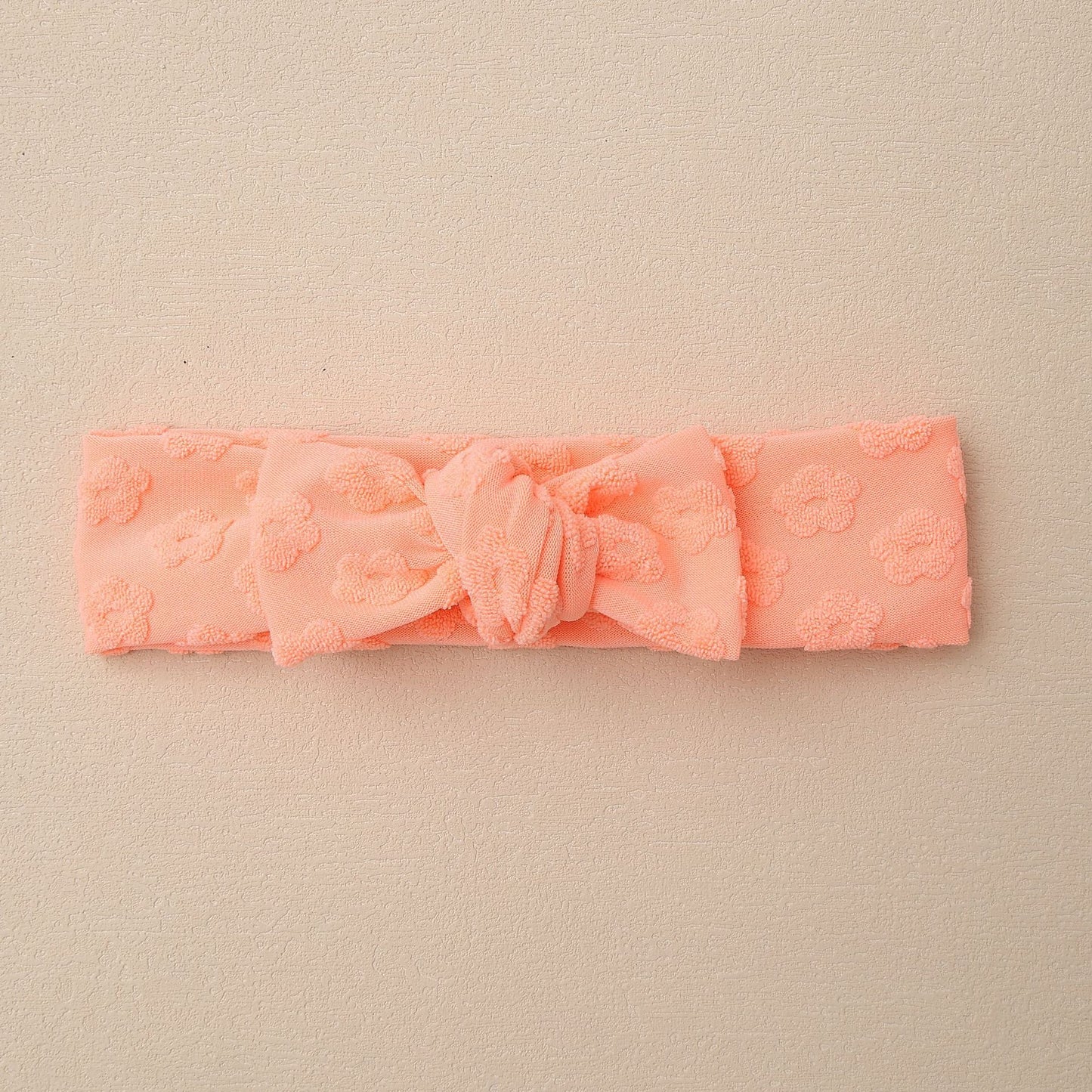 Elastic Baby Headband with Bow and Embroidered Flowers-5