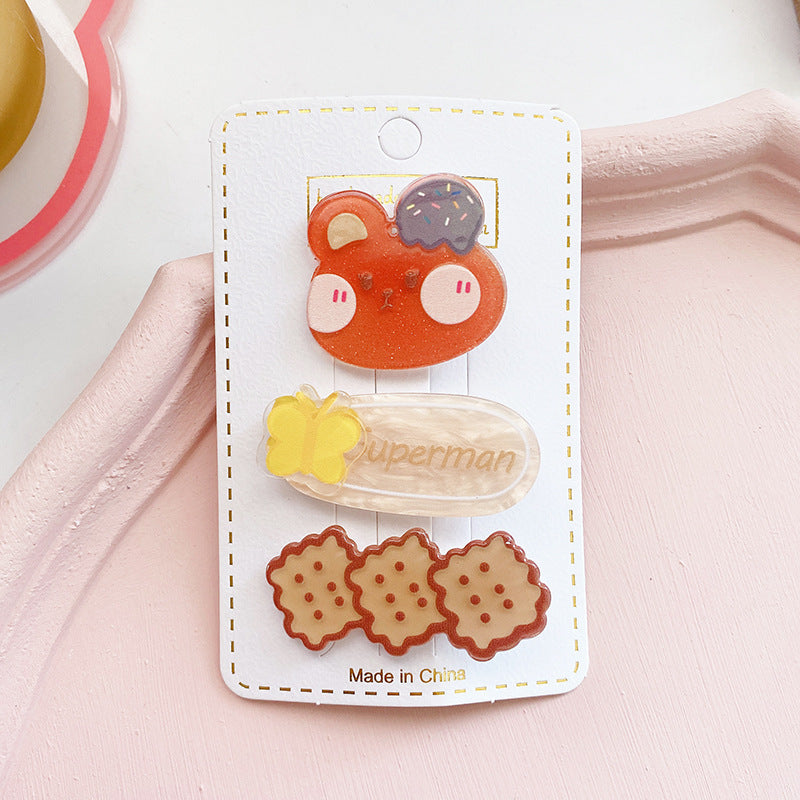 Children’s Cute Acrylic Small Animal Girl Heart Side Hairpin Hair Clips-4