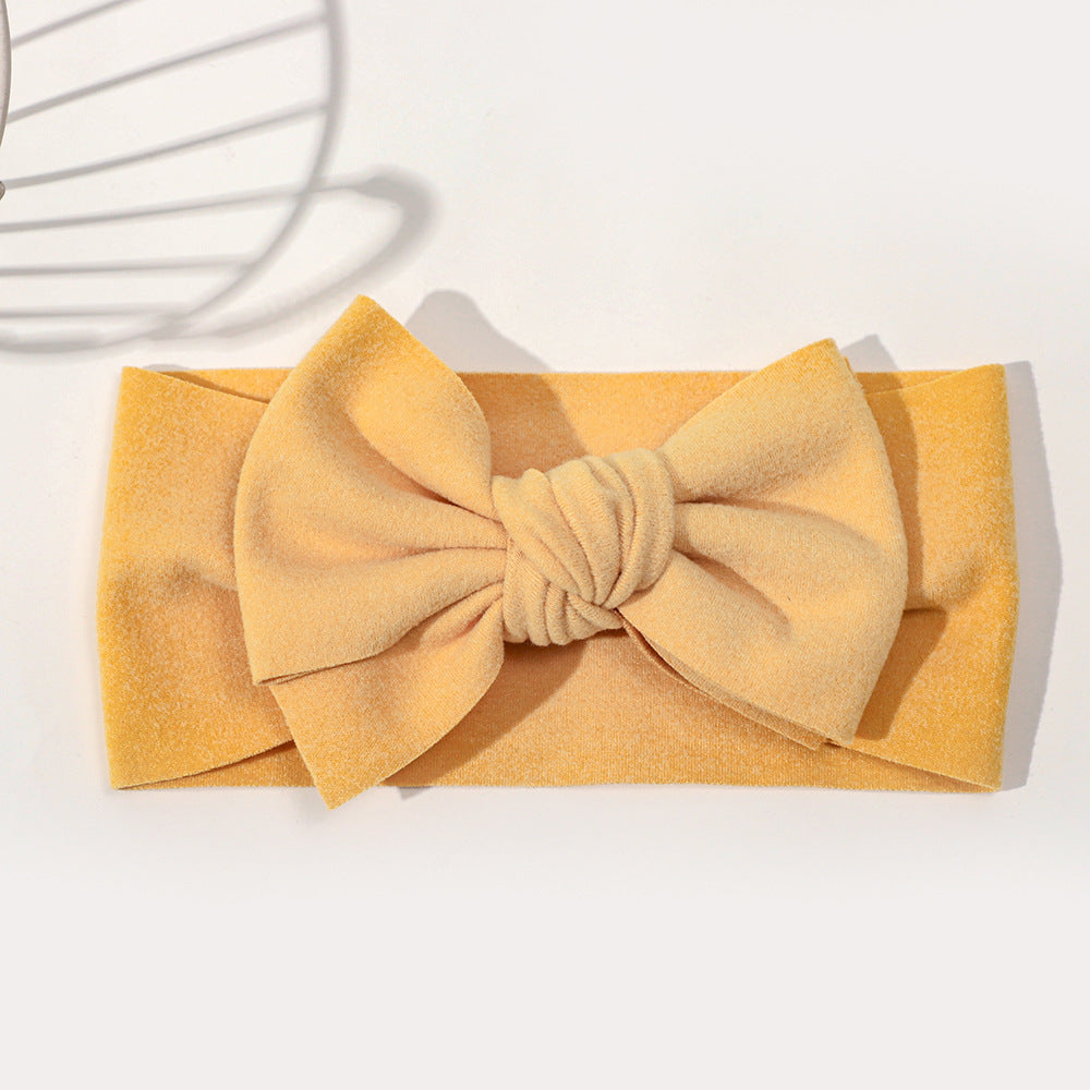 Elastic Baby Hairband with Solid Color Bow-7