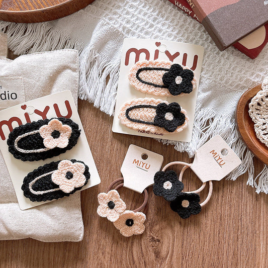 Collection of Versatile Knitted Flower Children’s Hair Clip for Baby’s Stray Hair-0