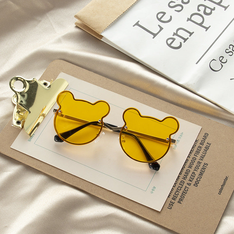 Girls Colorful Lenses Cartoon Frame Shape Fashion Sunglasses