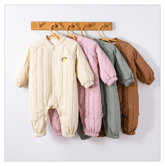 Autumn and Winter Arrival Baby Unisex Fruits Logo Long Sleeves Casual Thickened Rompers