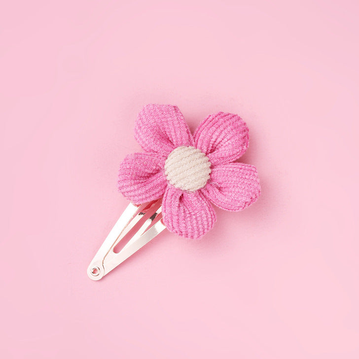 Girls Woolen Sunflower One Word Hair Clips Accessory-6