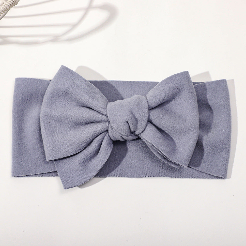 Elastic Baby Hairband with Solid Color Bow-5