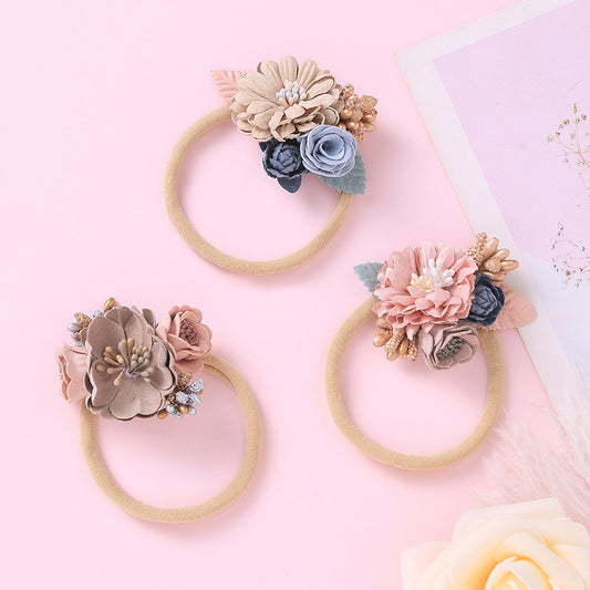 Baby Floral Decoration Design Elastic Hair Rope 2 pcs.-0
