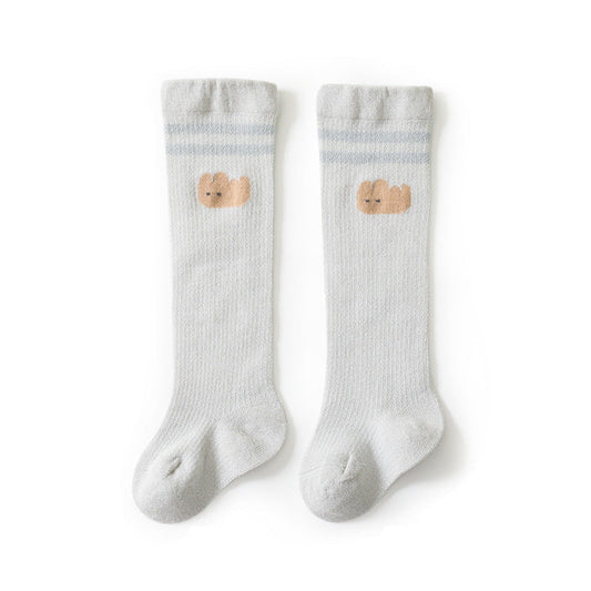 Baby Girl Solid Color Floral Embroidered Pattern Breathable Knee Socks-10